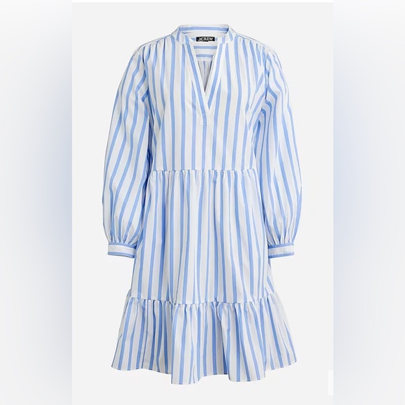 J. Crew Tiered cotton poplin mini dress in Barrie stripe- XXS - Picture 1 of 16